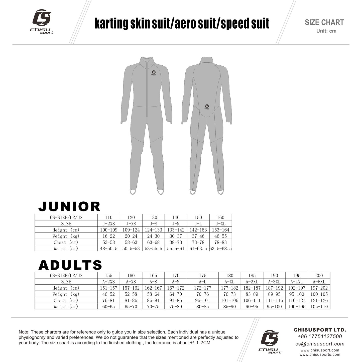 rocketstar karting skin suit  aero suit speed suit size chart
