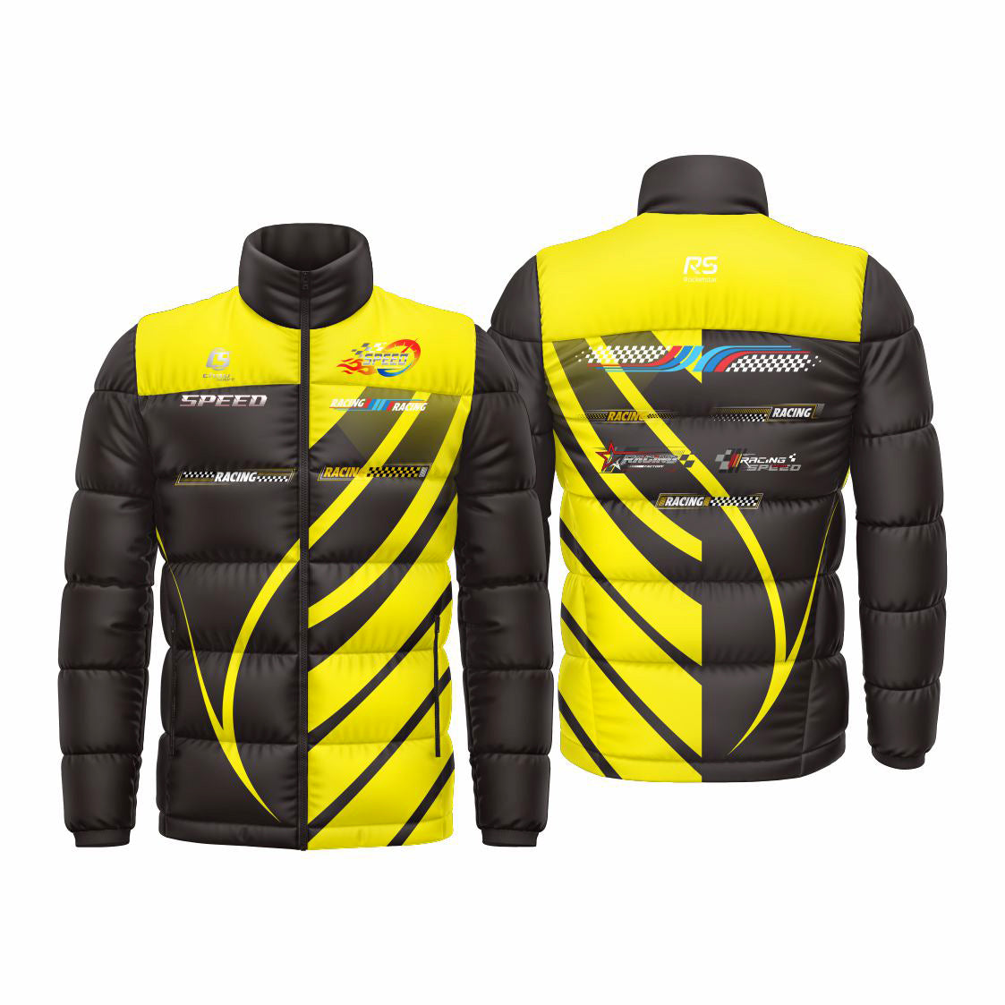 rocketstar sublimated karting puffy down jacket